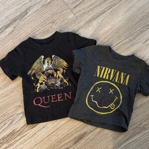 Queen and Nirvana Kids Graphic Tees - Black and Gray